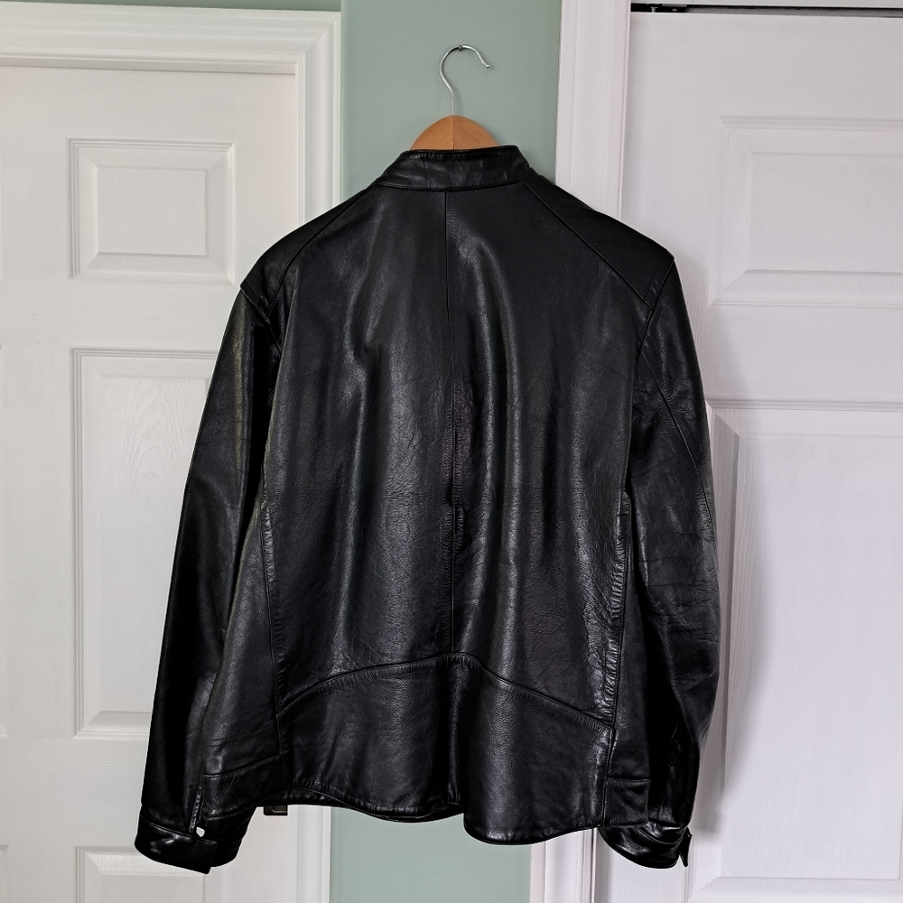 Calvin Klein Black Leather Bomber Jacket - Picture 12 of 14